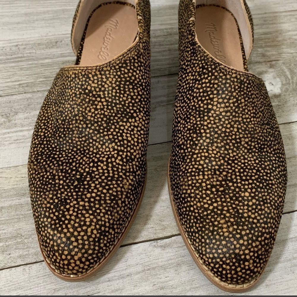 Madewell DOrsay Flats Speckled Print Leather Block Heel Women Size 8 - Picture 4 of 4
